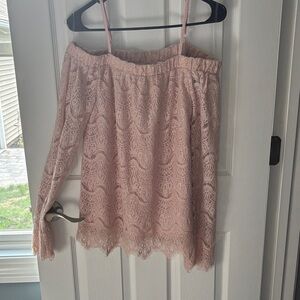 Pink Lace Off-Shoulder Top